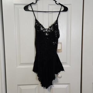 Cinema Etoile Dead Stock Womens Black Floral Lace Slip Dress SZ Small Lingerie